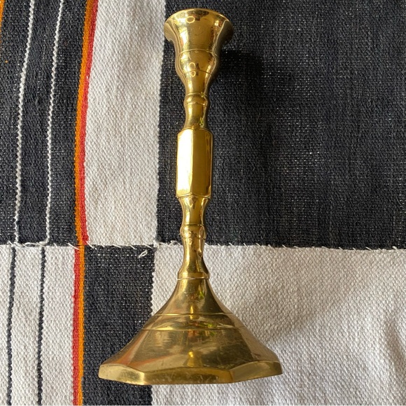 Vintage Solid Brass Candlestick holder. Fits tapered candles. 7”x3” - Picture 2 of 7